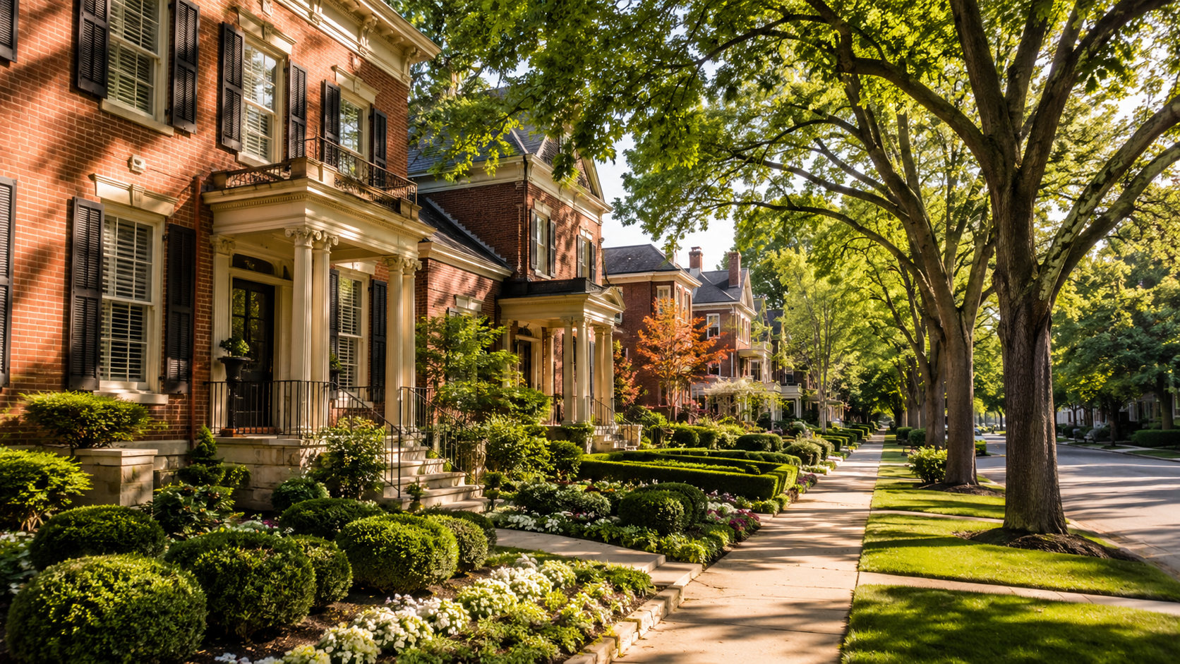 Upscale residential neighborhood street in Louisville Kentucky - Musketeer Mortgage