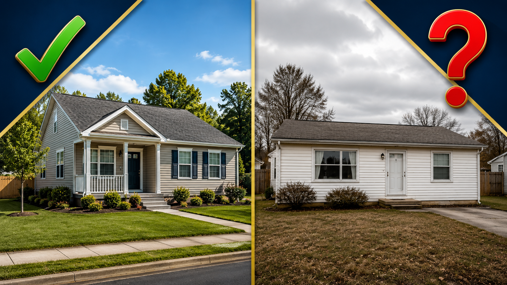 Side by side split graphic comparing a 150k home approved and a 90k home blocked under VA tier 2 bonus entitlement rules.
