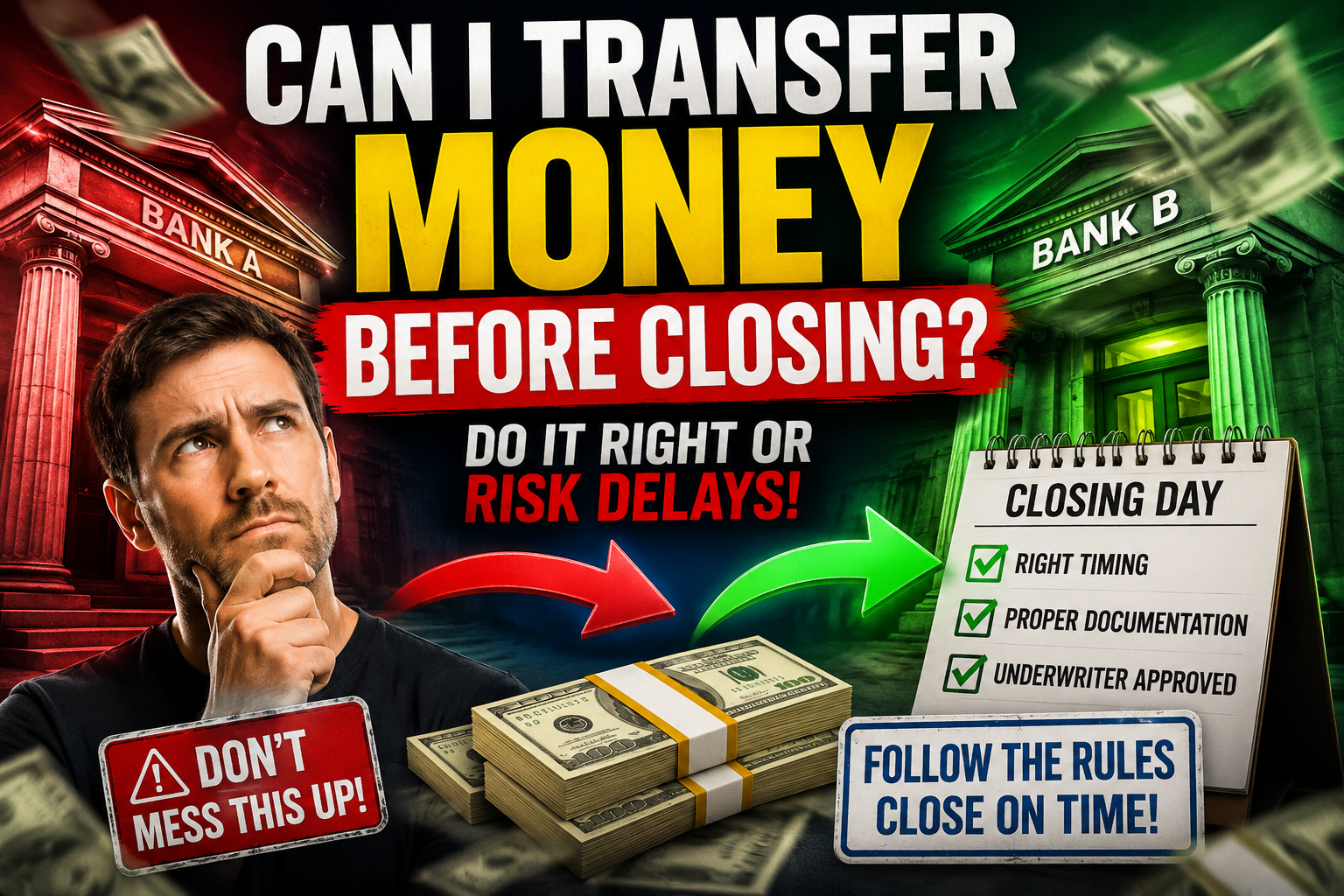 Can you transfer money between bank accounts before closing on a mortgage? Guide to moving funds without delaying loan approval.