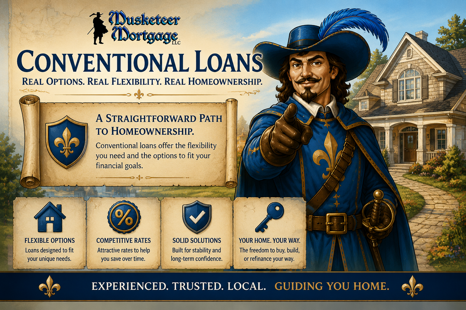 Conventional mortgage loan options for Kentucky homebuyers through Musketeer Mortgage